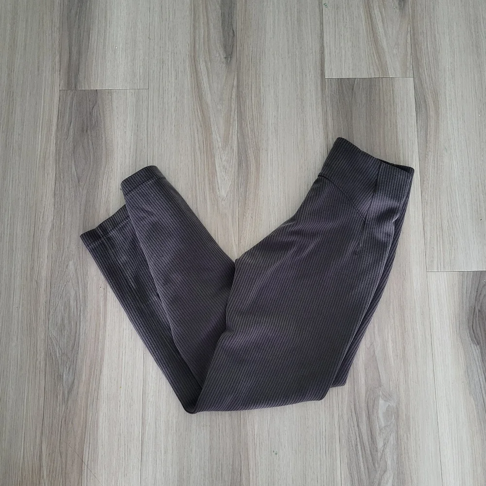 Lululemon Ribbed Softstreme Zip Leg Ribbed High- Rise Pants. - Picture 2 of 11